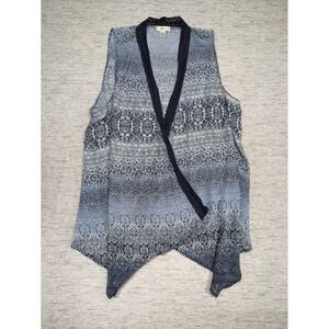 CJ Banks Women's 3x Kimono Vest‎ Crochet Sheer Paisley Floral Blue Cottagecore